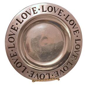 Vintage The Wilton Co Made In USA Metal Plate LOVE Embossed Armetale